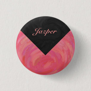 Salmon Swirl Monogram 1 Inch Round Button