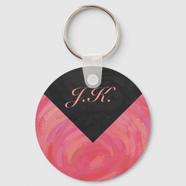 Salmon Swirl Monogram Keychain (Front)