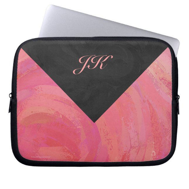 Salmon Swirl Monogram Laptop Sleeve (Front)