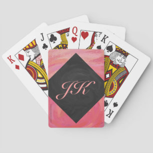 Salmon Swirl Monogram Playing Cards