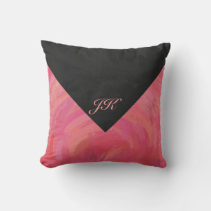 Salmon Swirl Monogram Throw Pillow