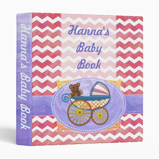 Salmon Swirl Pink Chevron Baby Book Binder (Front/Spine)