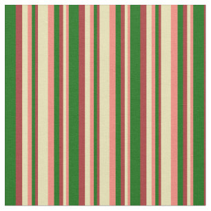 Salmon, Tan, Brown & Dark Green Pattern Fabric