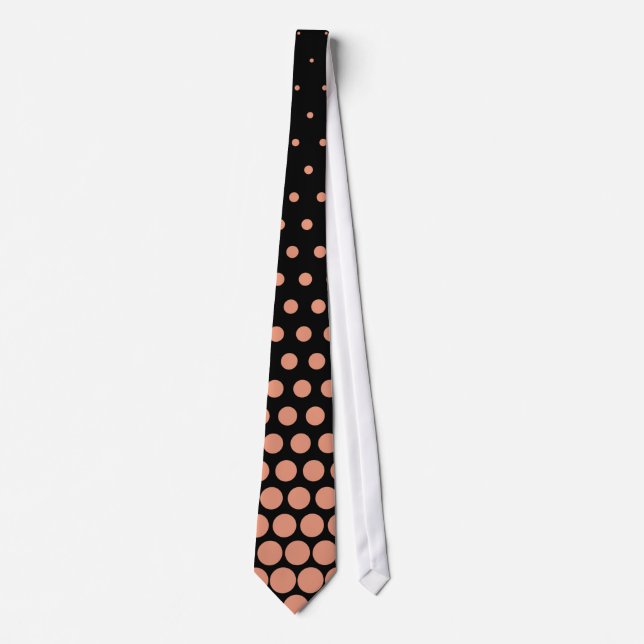 Salmon Techno Dots Modern Black Tie (Front)