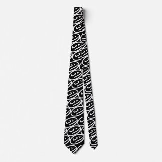 Salmon Trout Head Black & White Tie