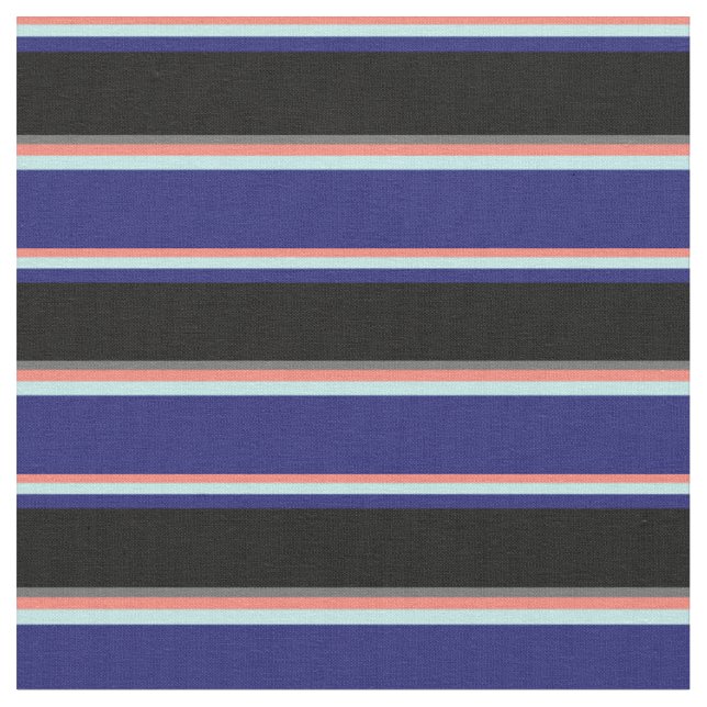 Salmon, Turquoise, Midnight Blue, Black & Dim Grey Fabric (Close Up)