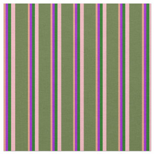 Salmon, Violet, Green, Light Pink & Olive Green Fabric