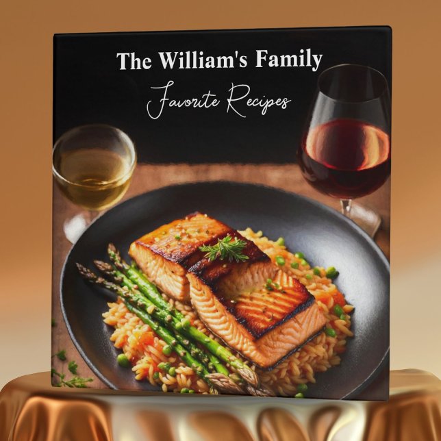 Salmon With Asparagus Favourite Recipes  Binder (Create a personalized culinary collection with elegant Salmon dinner design.)