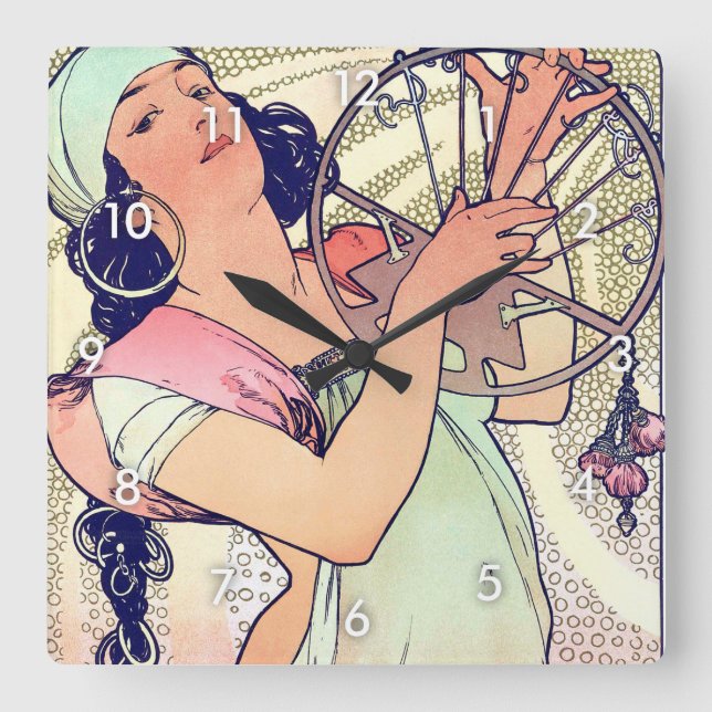 Salome, Alphonse Mucha Square Wall Clock (Front)