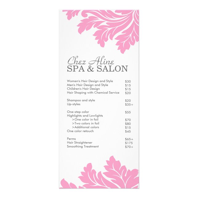 Salon and Spa Price List & Rack Card (Front)