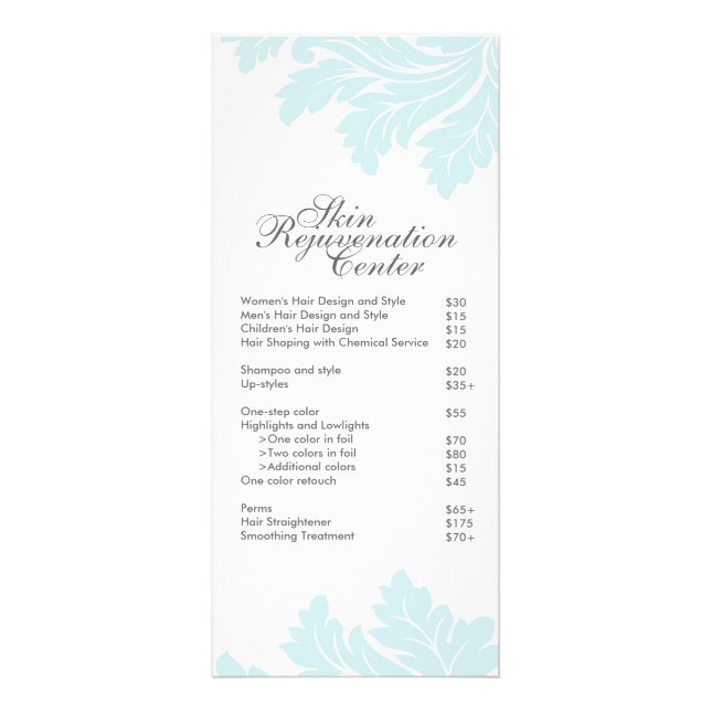 Salon and Spa Price List & Rack Card (Front)
