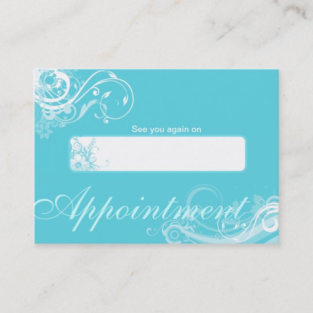 Salon Appointment Card Spa Floral Swirls BB (Front)