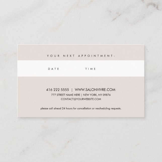 Salon Appointment Cards Minimal Stripes (Back)