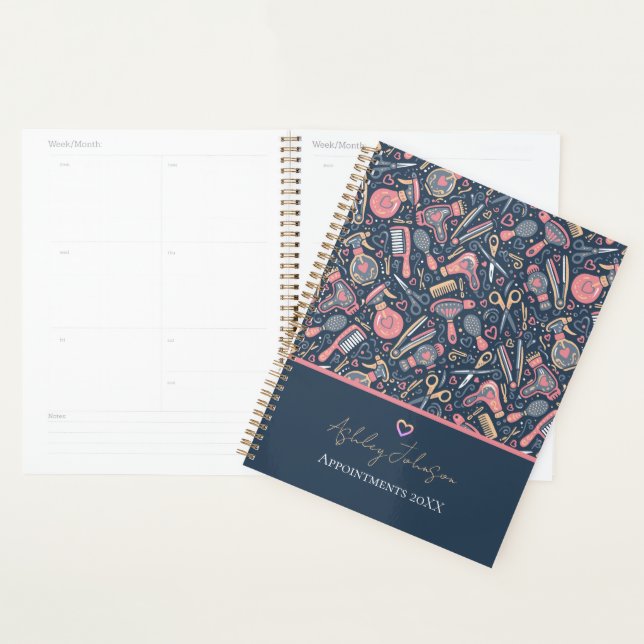 Salon appointment planner — navy, blush & crea (Display)
