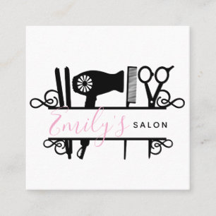 Salon Barber Business Logo Script Barcode Square Business Card