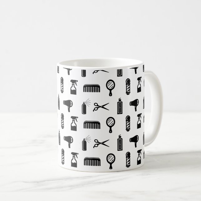 Salon & Barber Hairdresser Pattern CUSTOM COLOR Coffee Mug (Front Right)