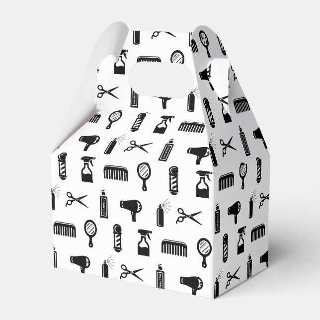 Salon & Barber Hairdresser Pattern CUSTOM COLOR Favor Box (Front Side)