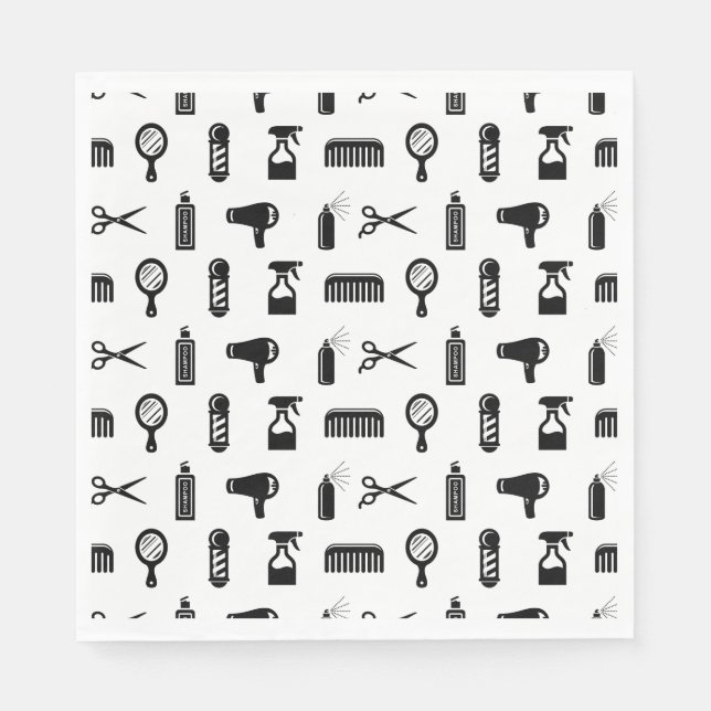 Salon & Barber Hairdresser Pattern CUSTOM COLOR Napkin (Front)