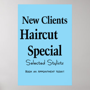 Salon Barbershop Poster Haircuts New Client 