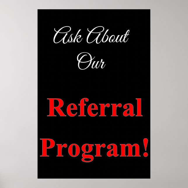 Salon Barbershop Posters Referral Program Red Blck (Front)