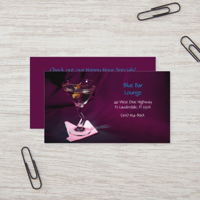 Salon Blackberry Martini Bar Carte de visite (Devant/Arrière en situation)