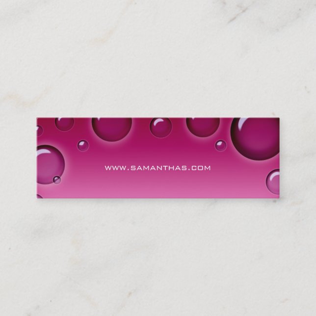 Salon Bookmark Spa bubbles pink Mini Business Card (Front)