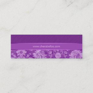 Salon Bookmark Spa damask floral flower purple Mini Business Card