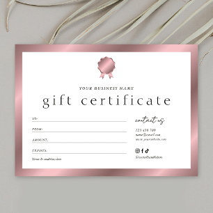 Salon Bronze Rose Gold Effect Gift Certificate