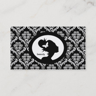 Salon Business Card Butterfly Woman Silhouette BW