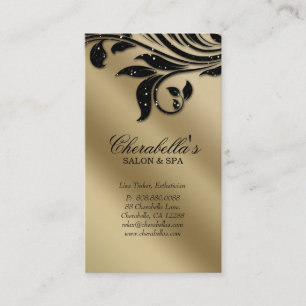 Salon Business Card Elegant Black Silver Gold