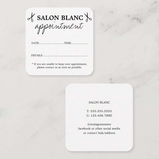Salon Business Promotional Appointment Card (Front/Back)