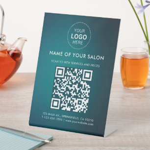 Salon Business QR Code and Logo Pedestal Sign