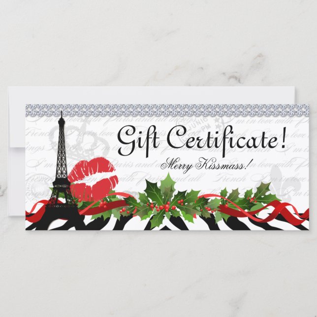 Salon Christmas Gift Certificate Eiffel Tower (Front)