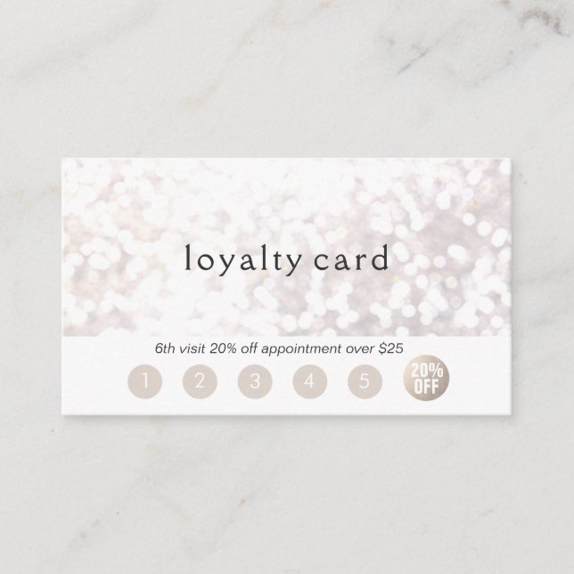Salon Customer Loyalty 6 Punch Glitter Bokek Card (Front)