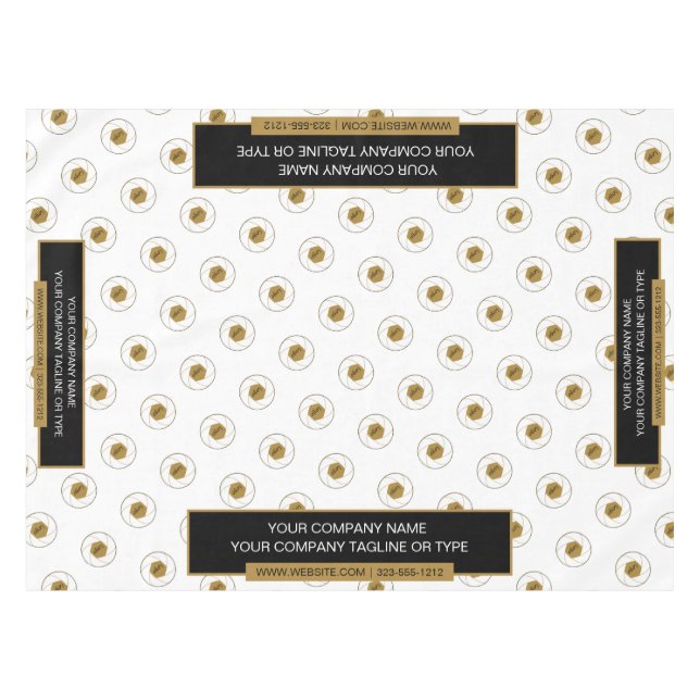 Salon de 52"X70" Nappe Logo Or Blanc (Devant (Horizontal))