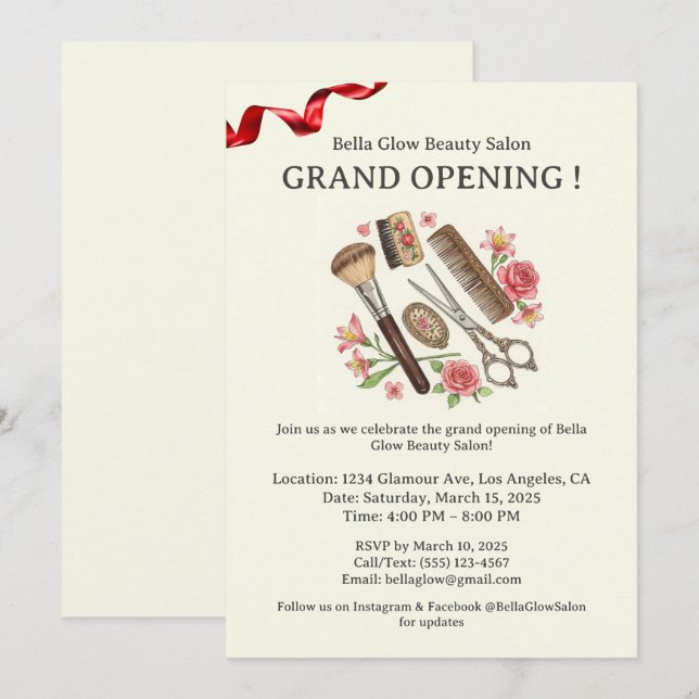 Salon de beauté Cute Grand Ouverture Invitation (Devant / Derrière)