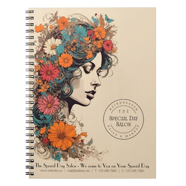Salon de beauté des cheveux floraux Carnet - Affai (Devant)