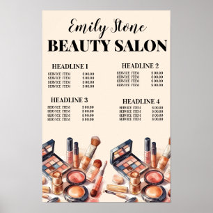 salon de beauté maquillage noir et rose Poster