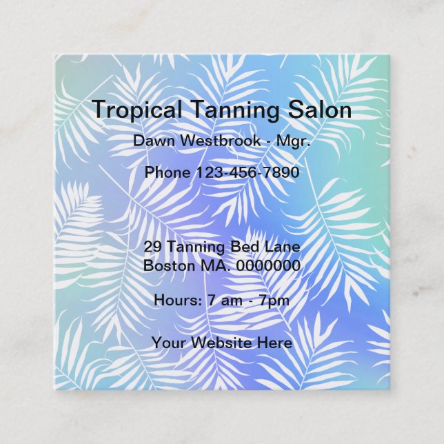 Salon de bronzage Cartes de visite à thème tropica (Devant)
