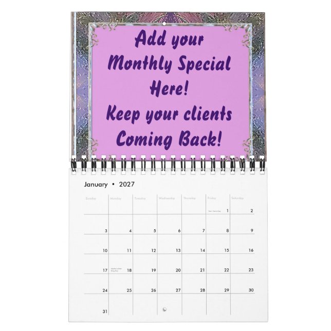 Salon de cheveux Entreprise Calendriers Clients Ca (Jan 2027)