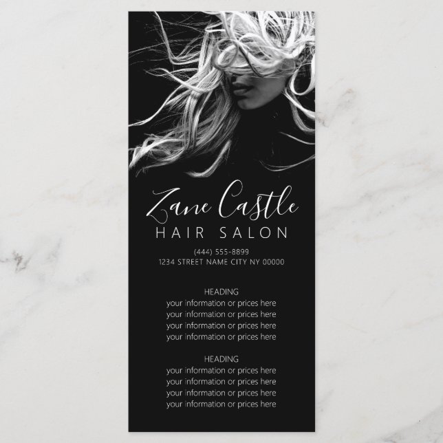 Salon de cheveux moderne Menu Tarifs (Devant)