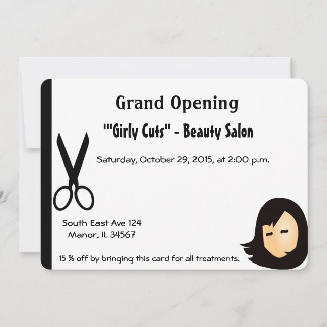 Salon de coiffure Invitation d'ouverture (Devant)
