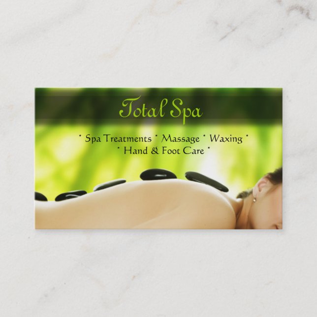 Salon de massage spa Carte de visite Green Rocks (Devant)