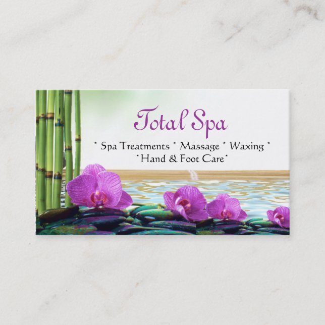 Salon de massage spa Carte de visite violet blanc (Devant)