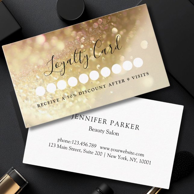 Salon de Parties scintillant moderne et carte de f (Modern Glitter Salon & Spa Loyalty Card)