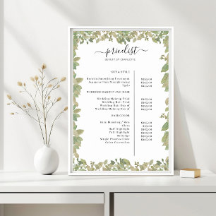 Salon de verdure Liste des prix Poster