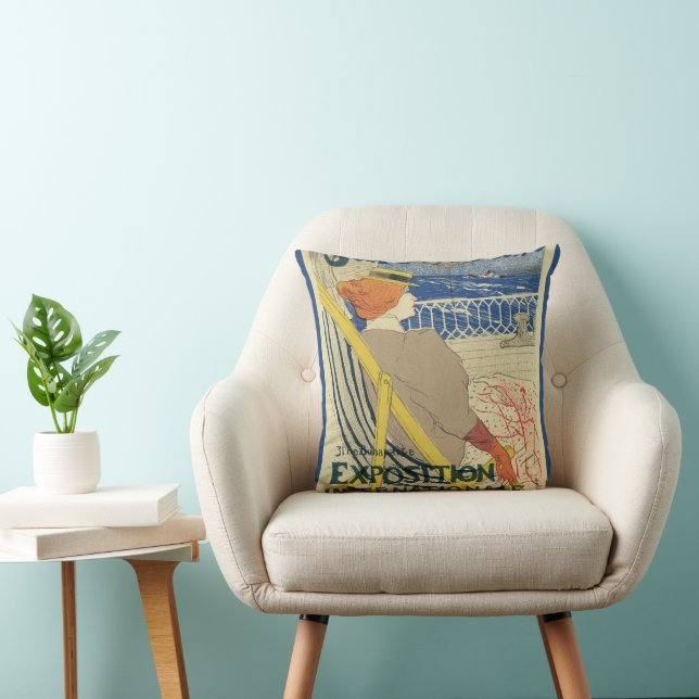 Salon des Cents by Toulouse Lautrec, Art Nouveau Throw Pillow (Chair)