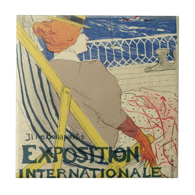 Salon des Cents by Toulouse Lautrec, Art Nouveau Tile (Front)