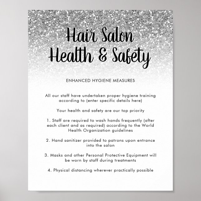 Salon des cheveux affiche de sécurité sanitaire Pa (Devant)