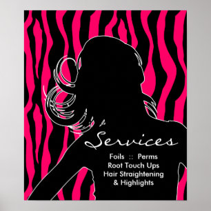Salon des cheveux affiches Femme rose Zebra